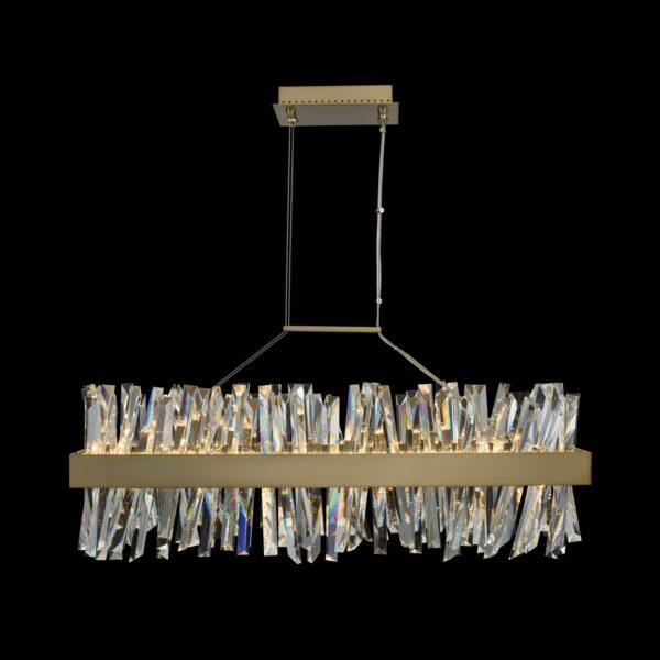 Glacier 36 Inch LED Rectangular Island Brushed Champagne Gold Linear Allegri