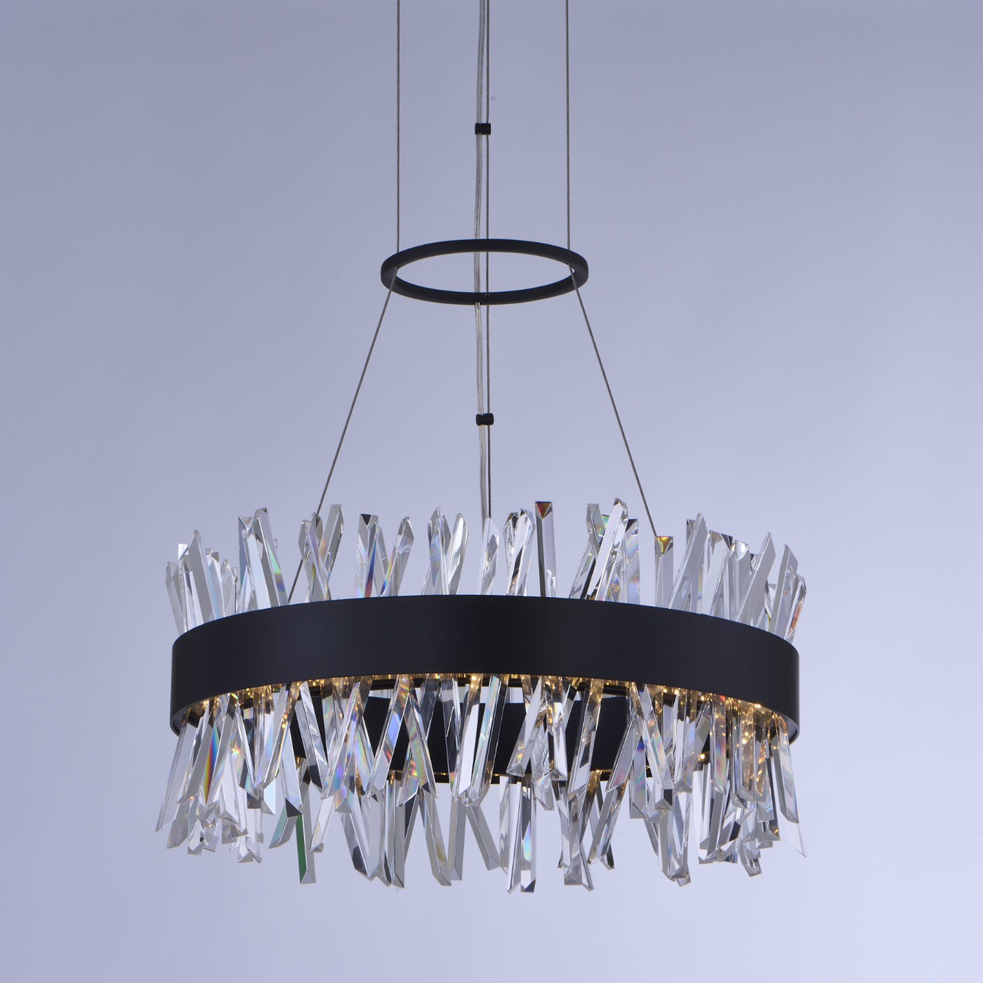 Glacier 20 Inch LED Round Pendant Matte Black Pendant Allegri