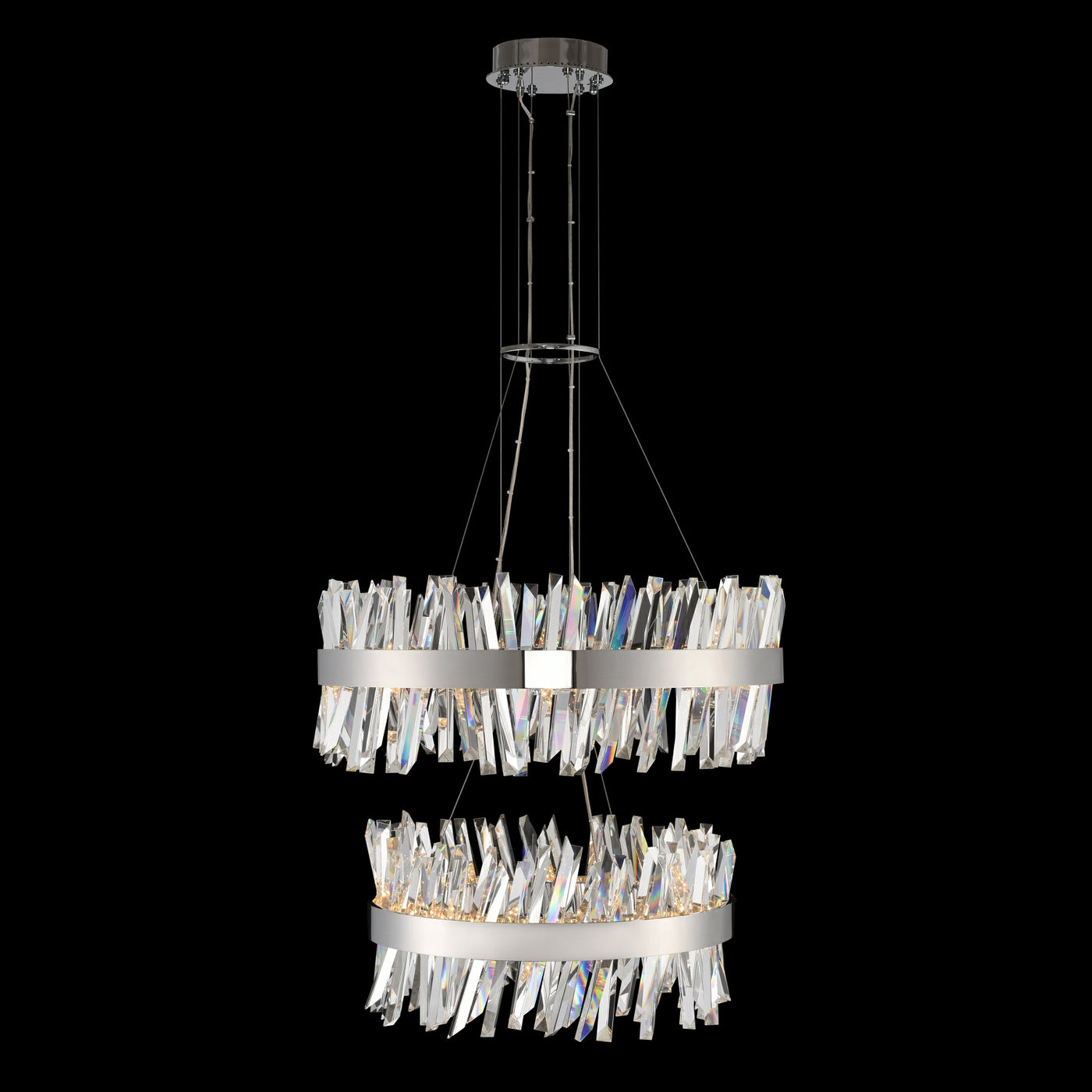 Glacier 25 + 32 Inch 2 Tier LED Round Pendant Chrome Pendant Allegri