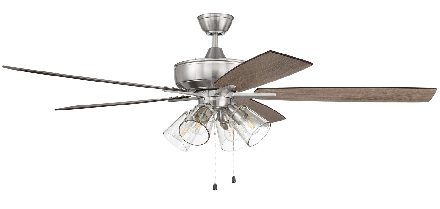 60" Super Pro 104 in Brushed Polished Nickel w/ Driftwood/Grey Walnut Blades Ceiling Fan CRAFTMADE