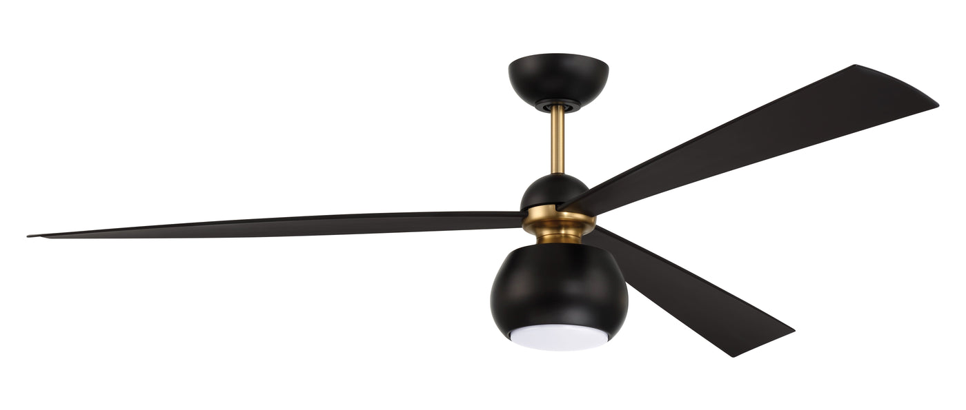 60" Otto in Flat Black/Satin Brass w/ Flat Black Blades Ceiling Fan CRAFTMADE