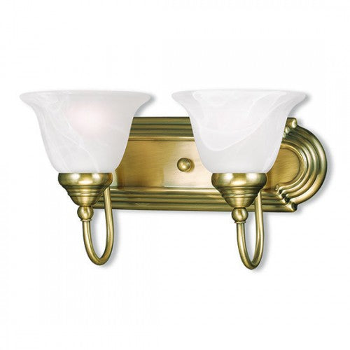 2 Light Antique Brass Bath Light Wall Sconce Livex