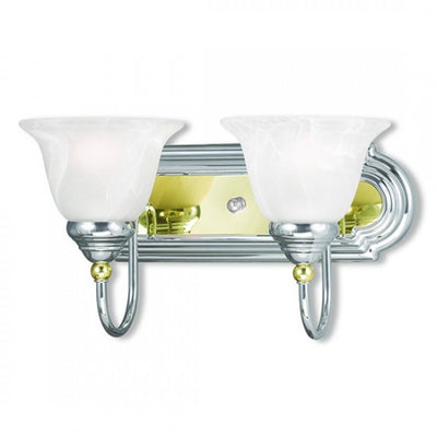 2 Light Polished Chrome & PB Bath Light Wall Sconce Livex