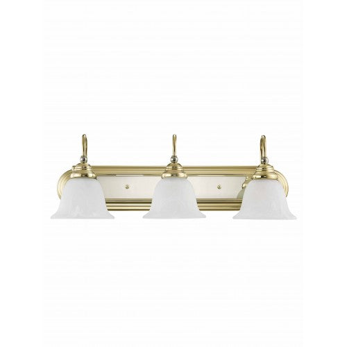 3 Light Polished Brass & Polished Chrome Bath Light Wall Sconce Livex