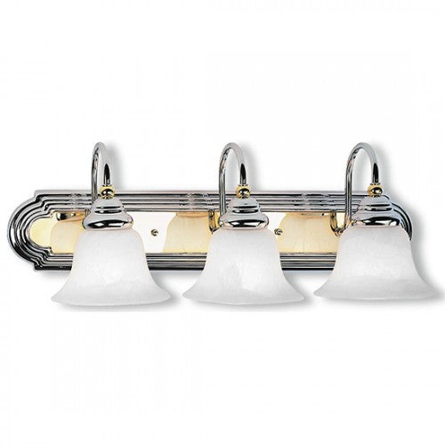 3 Light Polished Chrome & Polished Brass Bath Light Wall Sconce Livex