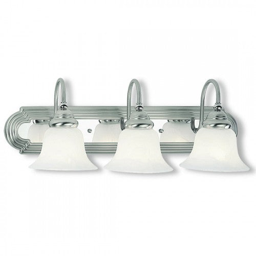 3 Light Brushed Nickel w/ Polished Chrome Insert Bath Light Wall Sconce Livex