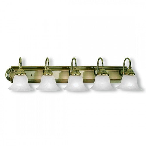 5 Light Antique Brass Bath Light Wall Sconce Livex