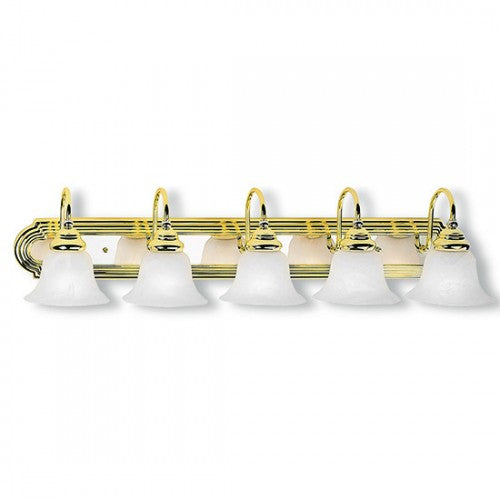 5 Light Polished Brass & Polished Chrome Bath Light Wall Sconce Livex