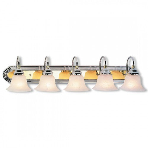 5 Light Polished Chrome & Polished Brass Bath Light Wall Sconce Livex