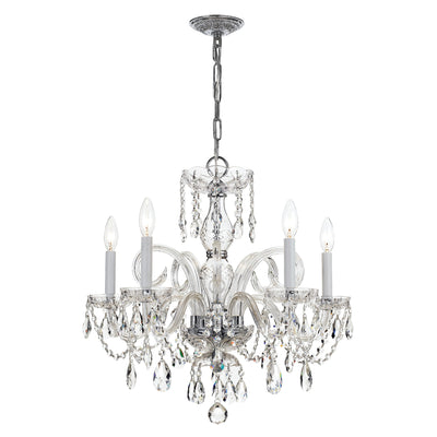 Traditional Crystal 5 Light Hand Cut Crystal Polished Chrome Chandelier Chandelier Crystorama