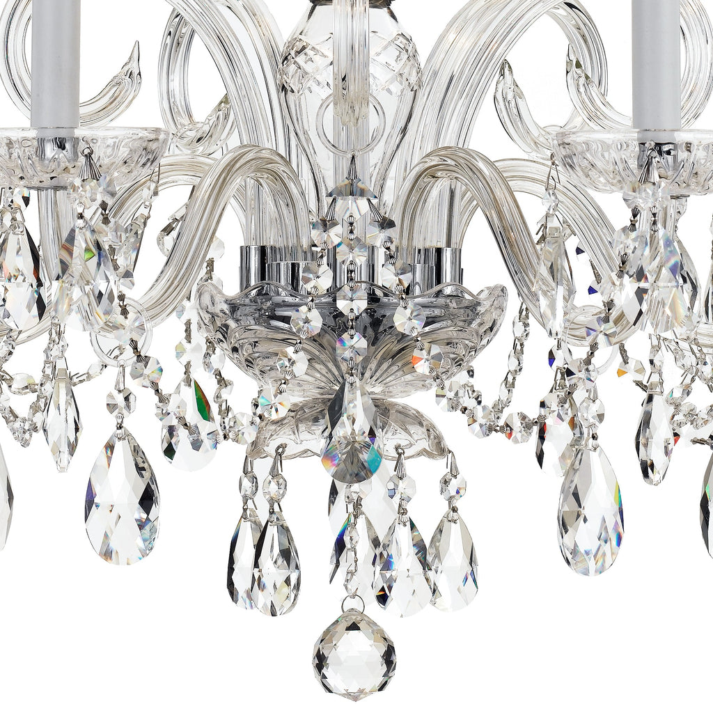 Traditional Crystal 5 Light Hand Cut Crystal Polished Chrome Chandelier Chandelier Crystorama