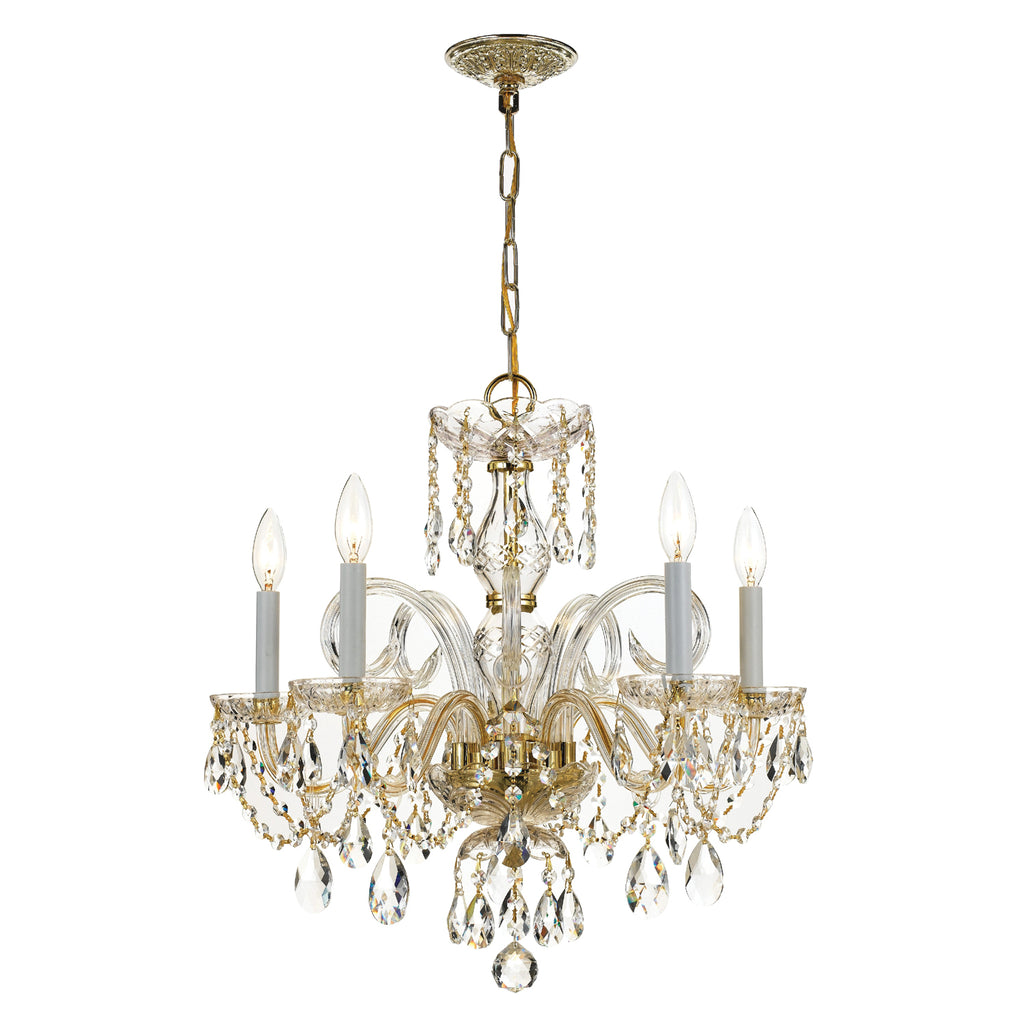 Traditional Crystal 5 Light Hand Cut Crystal Polished Chrome Chandelier Chandelier Crystorama