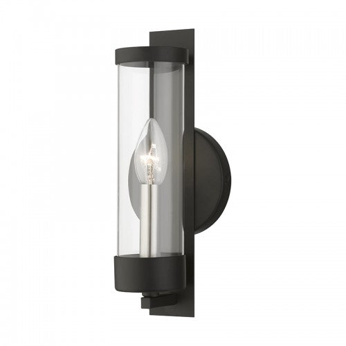 1 Light Black with Brushed Nickel Candle ADA Single Sconce Wall Sconce Livex