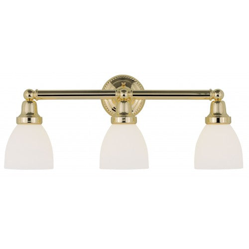 3 Light Polished Brass Bath Light Wall Sconce Livex