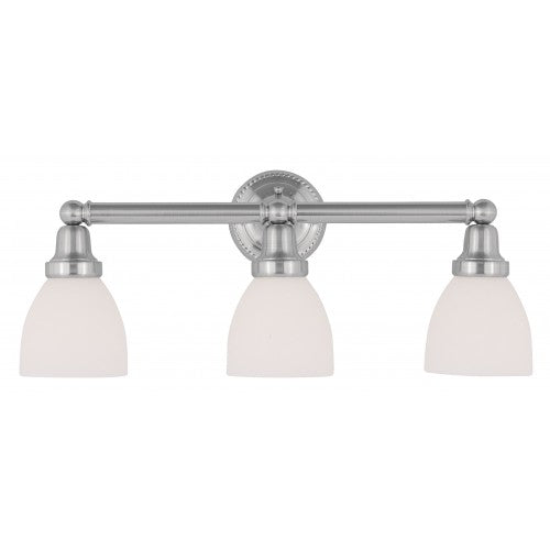 3 Light Brushed Nickel Bath Light Wall Sconce Livex