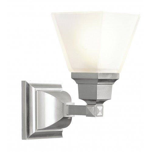 1 Light Brushed Nickel Bath Light Wall Sconce Livex