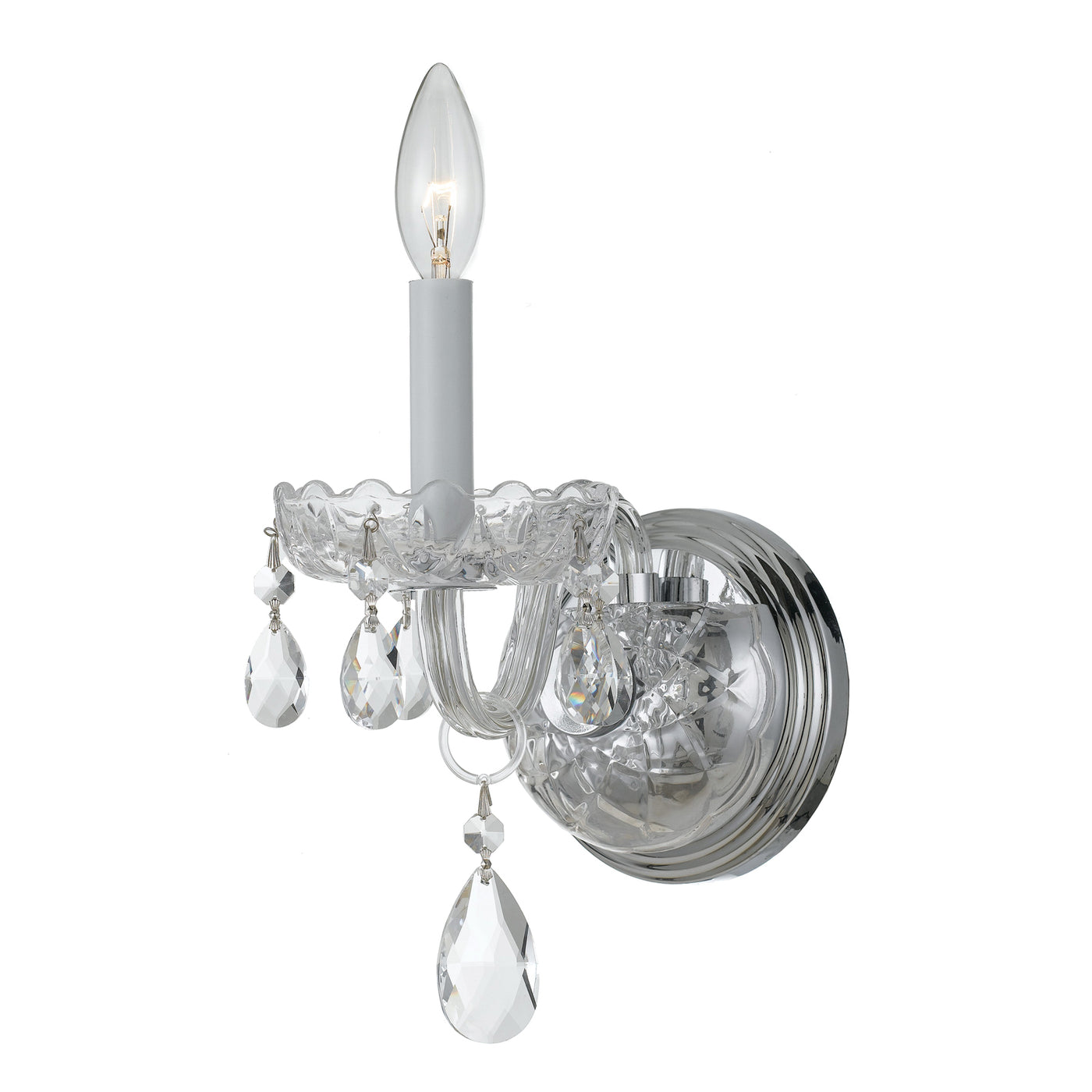 Traditional Crystal 1 Light Hand Cut Crystal Polished Chrome Sconce Wall Sconce Crystorama