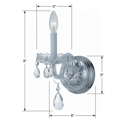 Traditional Crystal 1 Light Hand Cut Crystal Polished Chrome Sconce Wall Sconce Crystorama