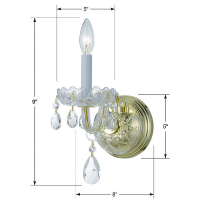 Traditional Crystal 1 Light Hand Cut Crystal Polished Brass Sconce Wall Sconce Crystorama