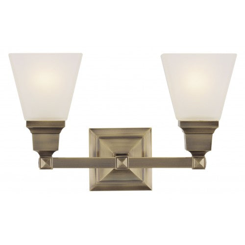 2 Light Antique Brass Bath Light Wall Sconce Livex