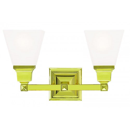 2 Light Polished Brass Bath Light Wall Sconce Livex