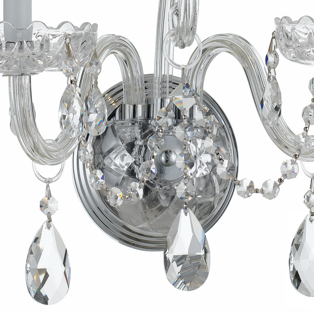 Traditional Crystal 2 Light Hand Cut Crystal Polished Chrome Sconce Wall Sconce Crystorama