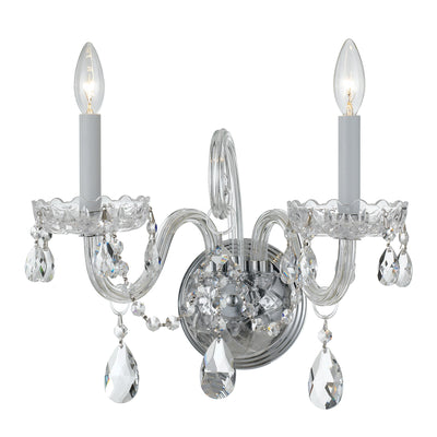 Traditional Crystal 2 Light Spectra Crystal Polished Chrome Sconce Wall Sconce Crystorama