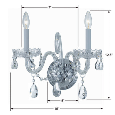 Traditional Crystal 2 Light Spectra Crystal Polished Chrome Sconce Wall Sconce Crystorama