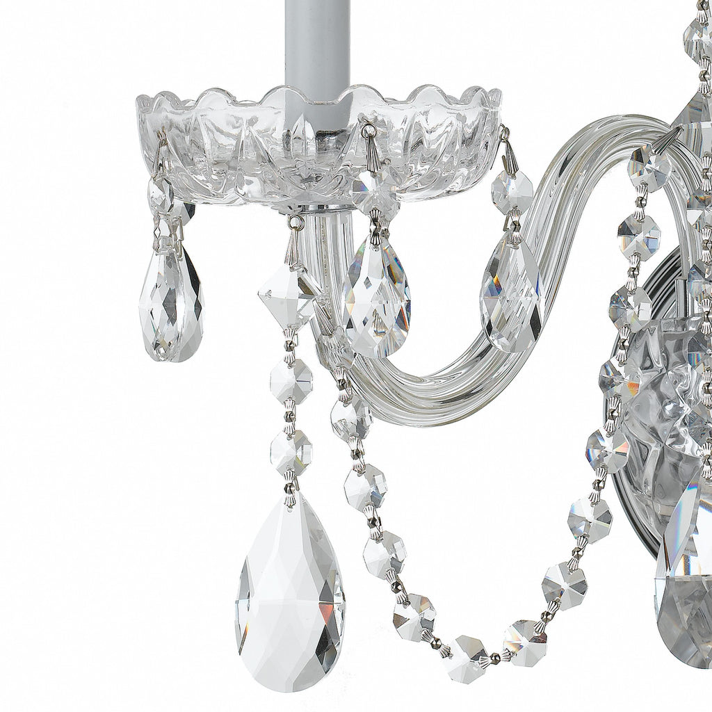 Traditional Crystal 3 Light Hand Cut Crystal Polished Chrome Sconce Wall Sconce Crystorama