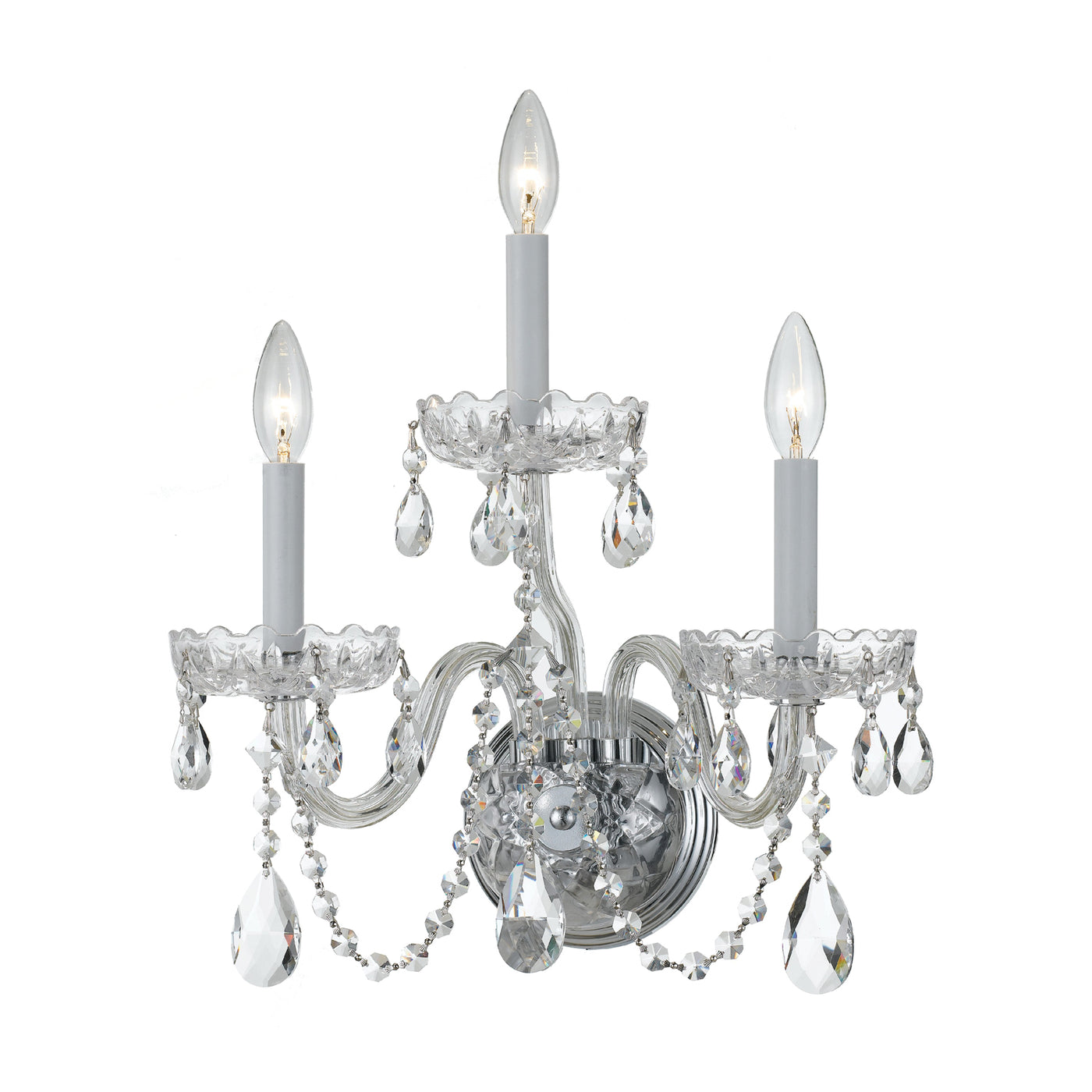 Traditional Crystal 3 Light Spectra Crystal Polished Chrome Sconce Wall Sconce Crystorama