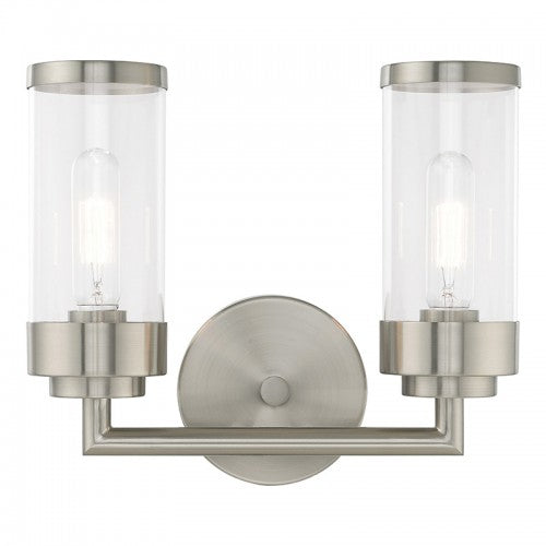 2 Light Brushed Nickel Bath Vanity Wall Sconce Livex