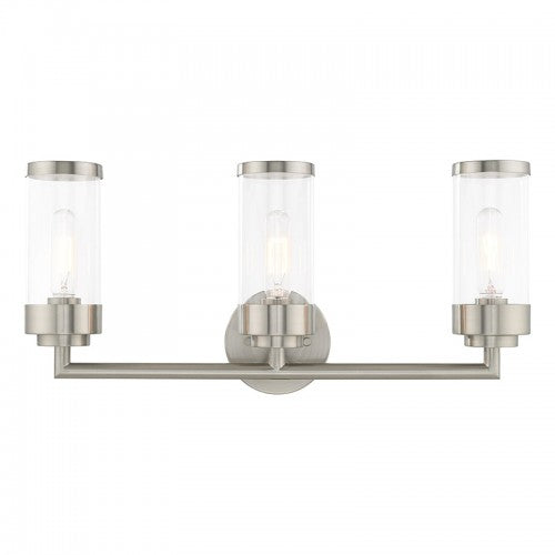 3 Light Brushed Nickel Bath Vanity Wall Sconce Livex