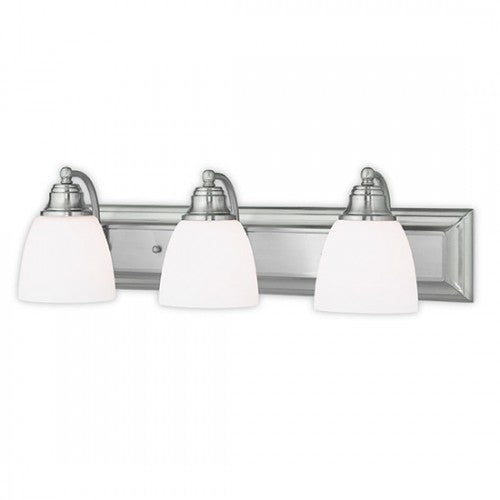 3 Light Brushed Nickel Bath Light Wall Sconce Livex