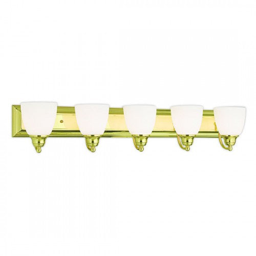 5 Light Polished Brass Bath Light Wall Sconce Livex