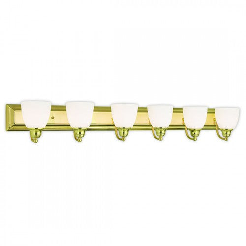 6 Light Polished Brass Bath Light Wall Sconce Livex