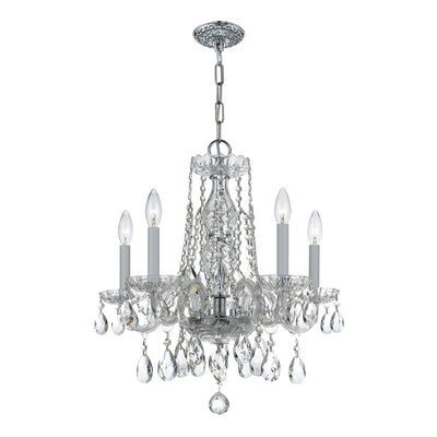 Traditional Crystal 5 Light Hand Cut Crystal Polished Chrome Chandelier Chandelier Crystorama