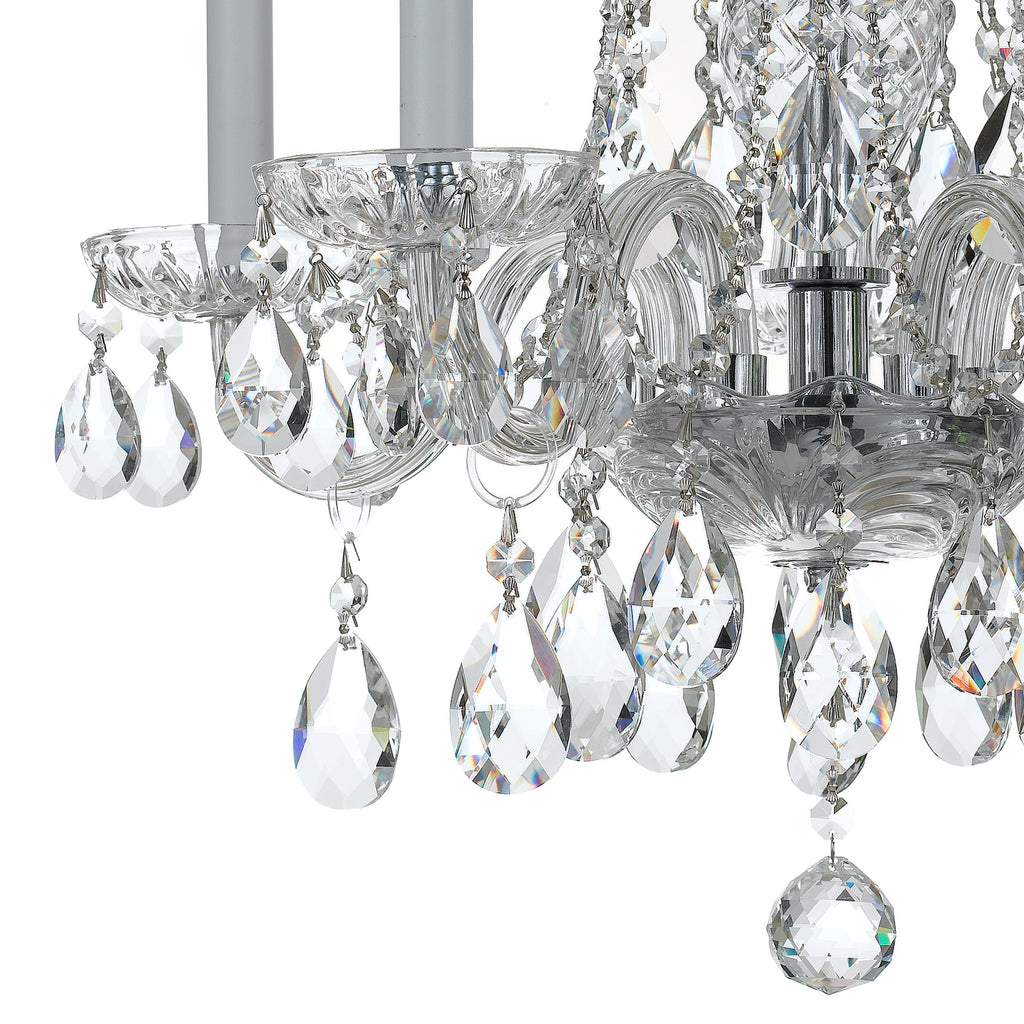 Traditional Crystal 5 Light Hand Cut Crystal Polished Chrome Chandelier Chandelier Crystorama