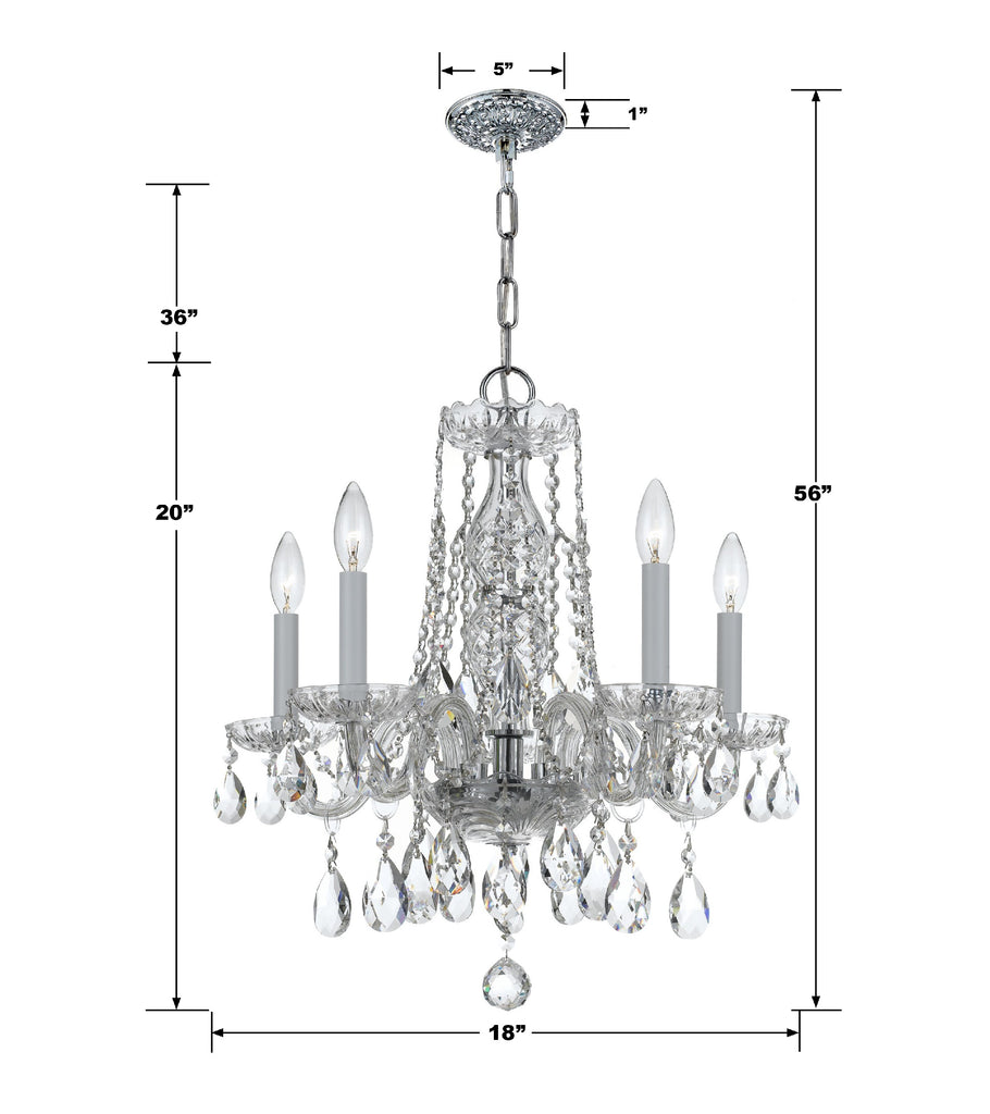 Traditional Crystal 5 Light Hand Cut Crystal Polished Chrome Chandelier Chandelier Crystorama