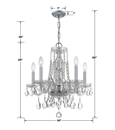 Traditional Crystal 5 Light Hand Cut Crystal Polished Chrome Chandelier Chandelier Crystorama