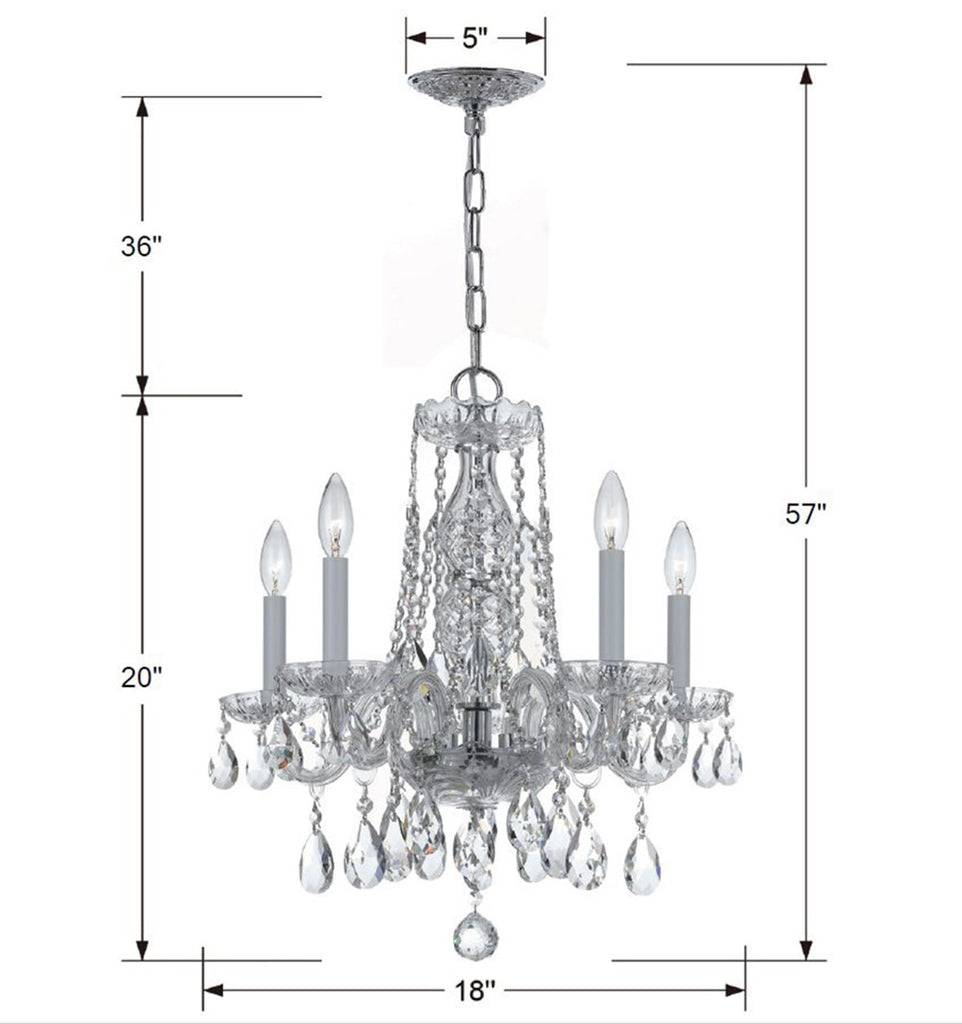 Traditional Crystal 5 Light Swarovski Strass Crystal Polished Chrome Chandelier Chandelier Crystorama