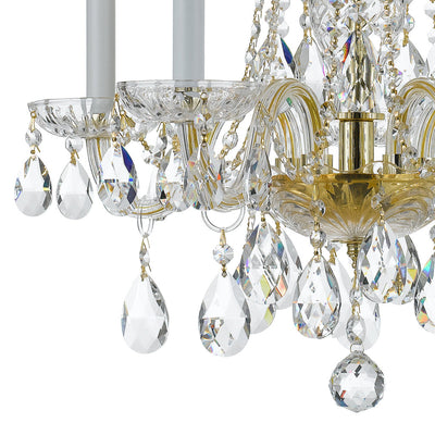 Traditional Crystal 5 Light Hand Cut Crystal Polished Brass Chandelier Chandelier Crystorama