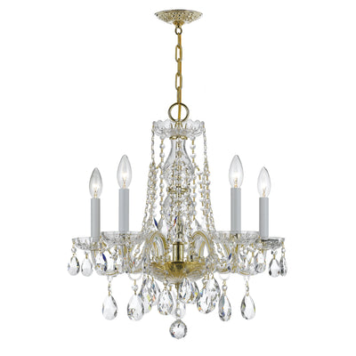 Traditional Crystal 5 Light Spectra Crystal Polished Brass Chandelier Chandelier Crystorama