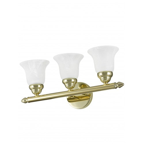 3 Light Polished Brass Bath Light Wall Sconce Livex