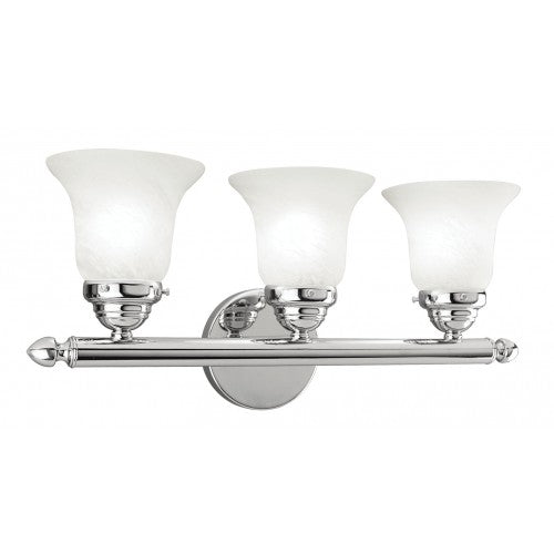 3 Light Polished Chrome Bath Light Wall Sconce Livex