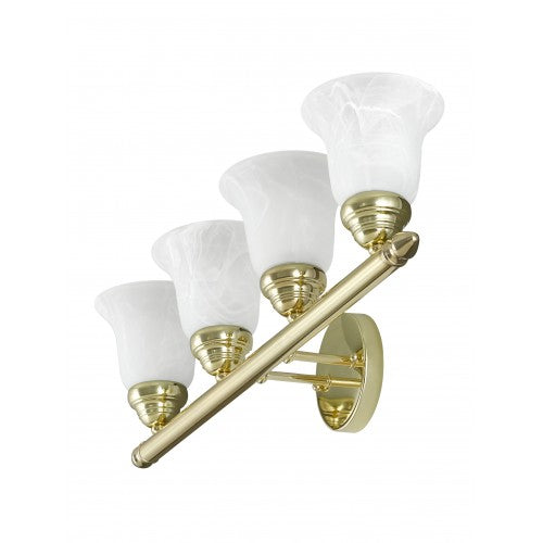 4 Light Polished Brass Bath Light Wall Sconce Livex