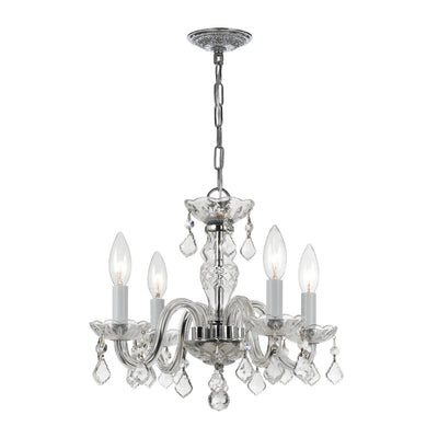 Traditional Crystal 4 Light Clear Italian Crystal Polished Chrome Mini Chandelier Chandelier Crystorama