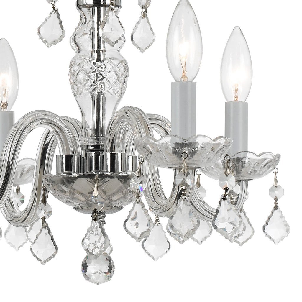 Traditional Crystal 4 Light Hand Cut Crystal Polished Chrome Mini Chandelier Chandelier Crystorama