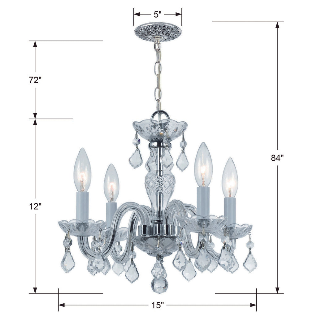 Traditional Crystal 4 Light Spectra Crystal Polished Chrome Mini Chandelier Chandelier Crystorama