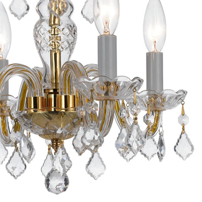 Traditional Crystal 4 Light Hand Cut Crystal Polished Brass Mini Chandelier Chandelier Crystorama