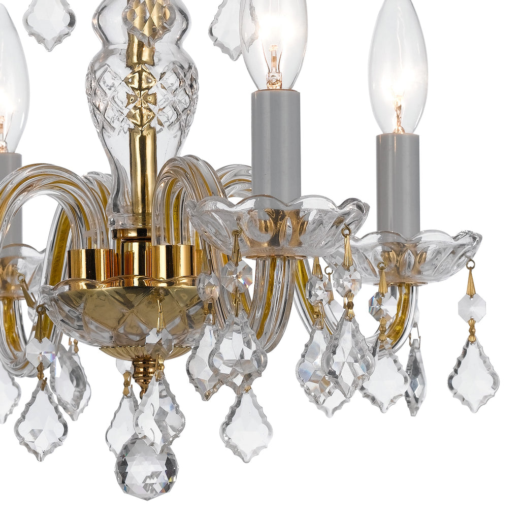 Traditional Crystal 4 Light Spectra Crystal Polished Brass Mini Chandelier Chandelier Crystorama